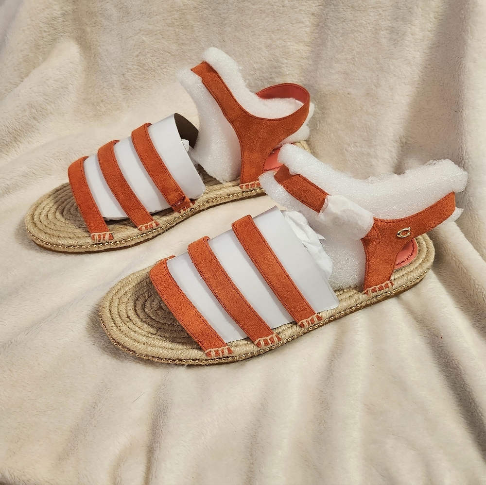 Coach Carissa Suede Espadrille Sandals Size 8  Tangerine